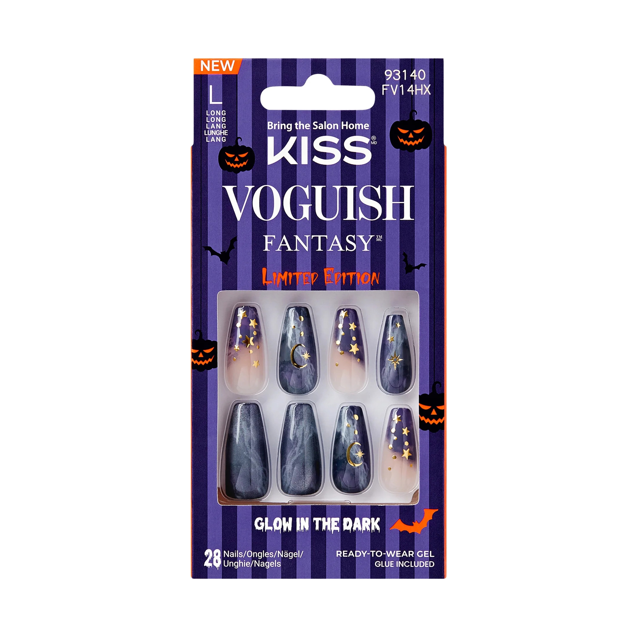 KISS Voguish Fantasy, Press-On Nails, Clowning, Blue, Long Coffin, 28 Count | Walmart (US)