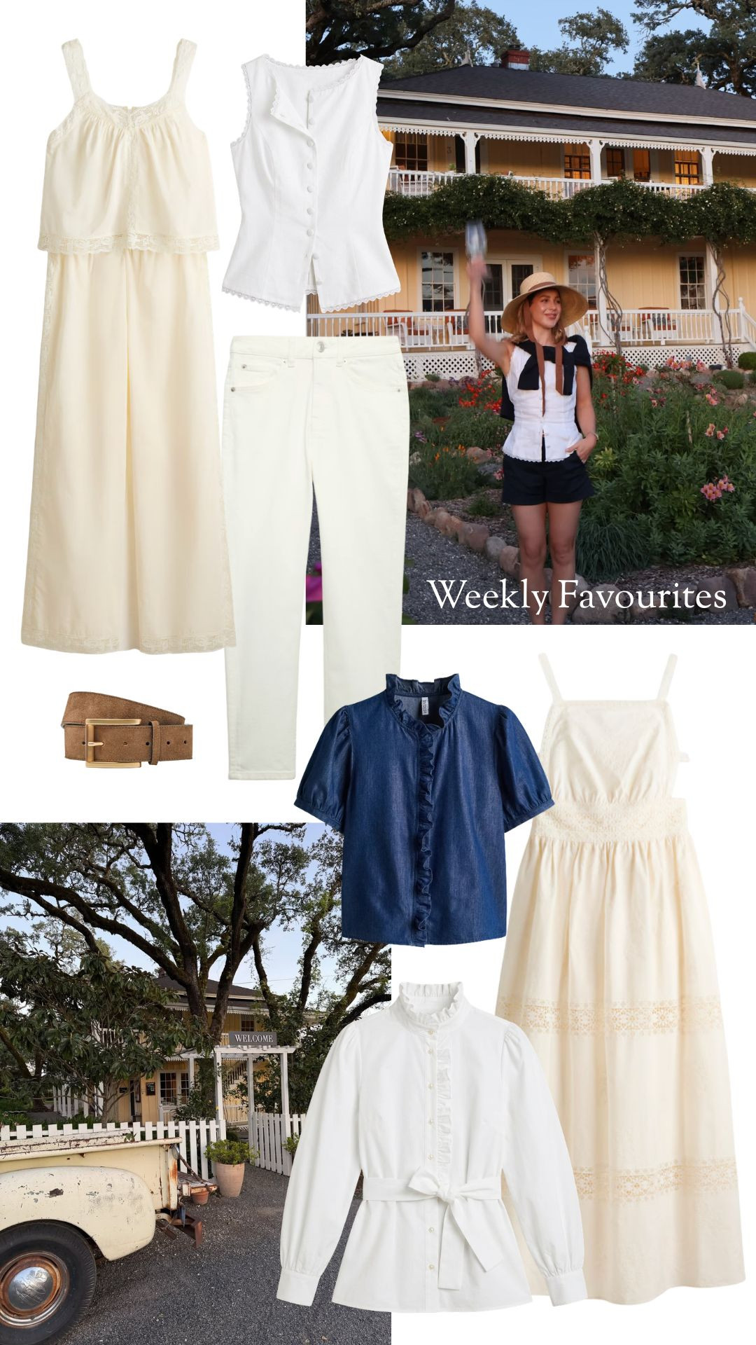 Weekly Favourites Edit 🤍 

Country Style, Cream Dress Outfit, White Broderie Blouse, Denim Ruffle Top, Neutral Spring Wardrobe, Country House Style, Lace Dress, Summer Style, Summer Outfit Inspiration 

 #LTKuk #LTKspring #LTKsummer