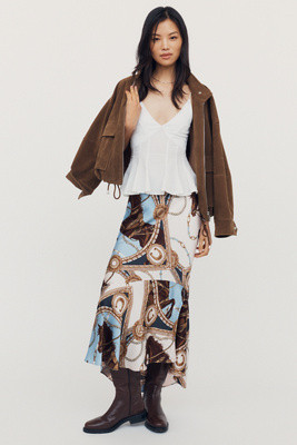 Bias-Cut Satin Midi Skirt | Anthropologie (US)