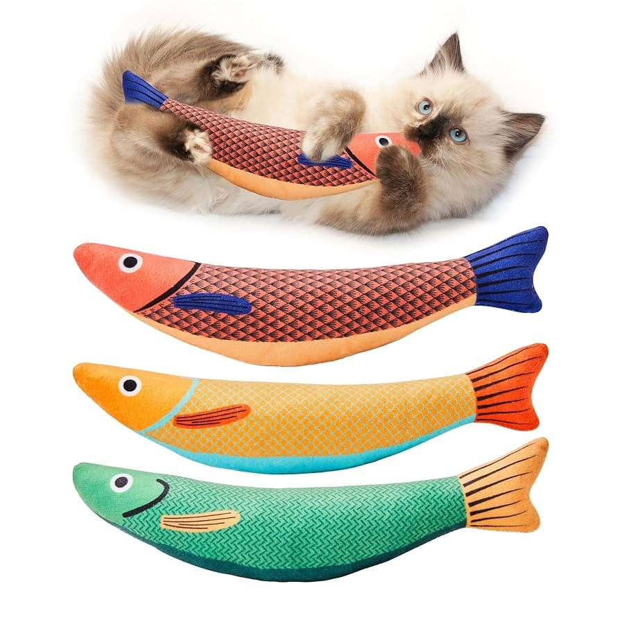 Potaroma Cat Toys Saury Fish, 3 Pack, Catnip Crinkle Sound, Soft and Durable, Interactive Kitten ... | Amazon (US)