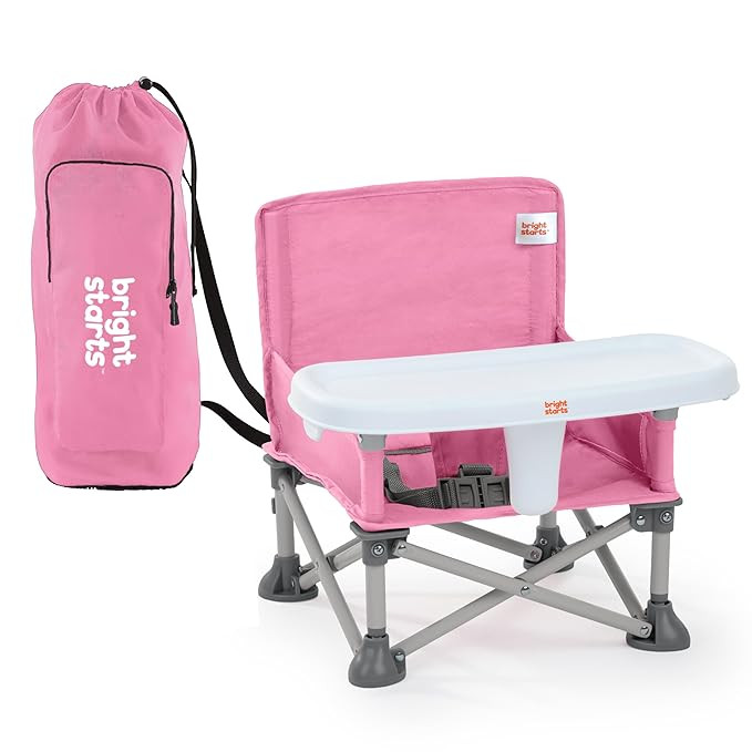 Bright Starts Pop 'N Sit Portable Booster, Indoor/Outdoor Use, Floor Seat with Feeding Tray, Pink... | Amazon (US)