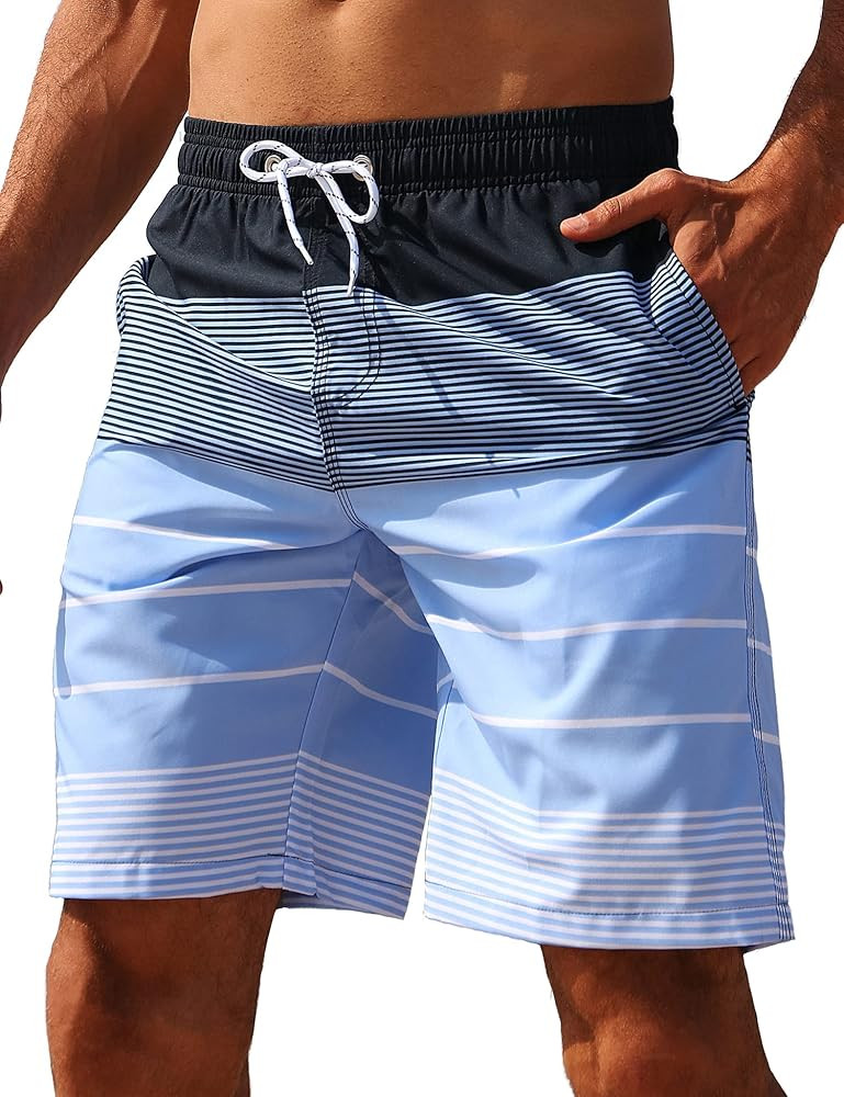 ELETOP Men's Swim Trunks Quick Dry Bathing Suit Swimming Board Shorts Mesh Lining Beach Swimwear | Amazon (US)