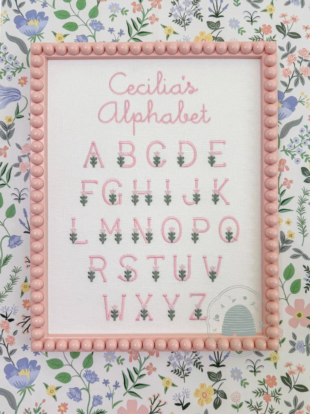 Personalized Floral Alphabet Embroidery, Custom Name Nursery Wall Art, Heirloom Baby Gift | Etsy (US)