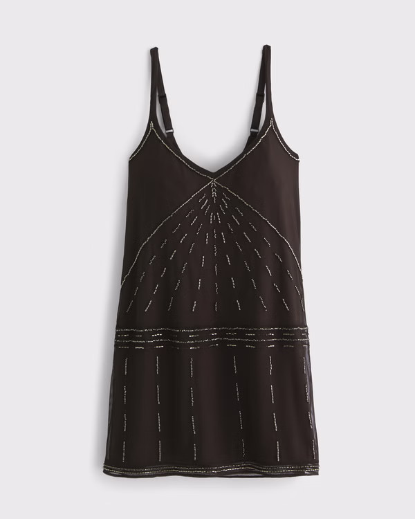 Women's V-Neck Beaded Mini Dress | Women's Party Collection | Abercrombie.com | Abercrombie & Fitch (US)