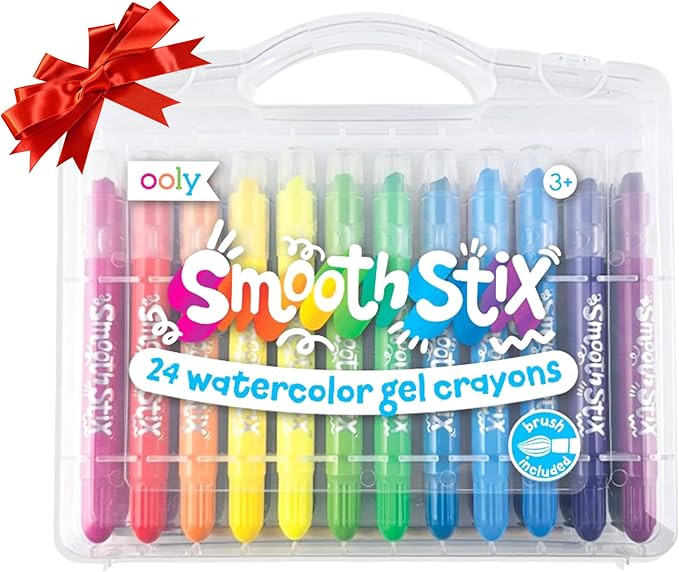Ooly Smooth Stix Gel Crayons for Kids and Adults with Paint Brush - Set of 24 Watercolor Rainbow ... | Amazon (US)