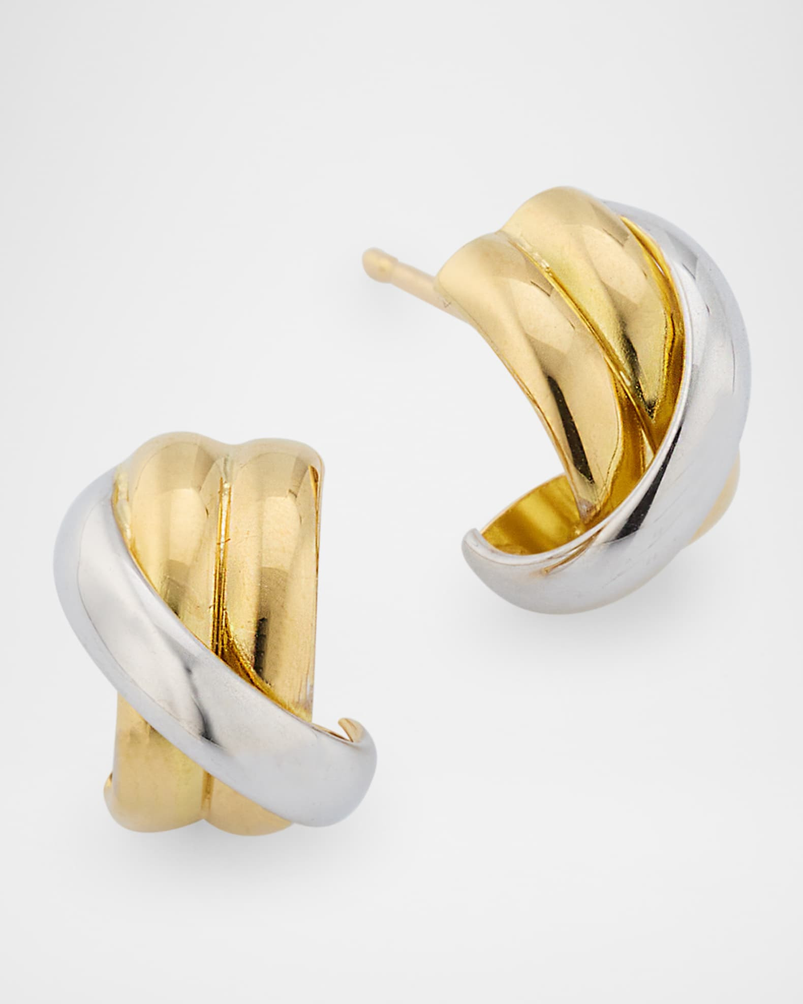 18K and Platinum Crisscross Mixed Metal Earrings | Neiman Marcus