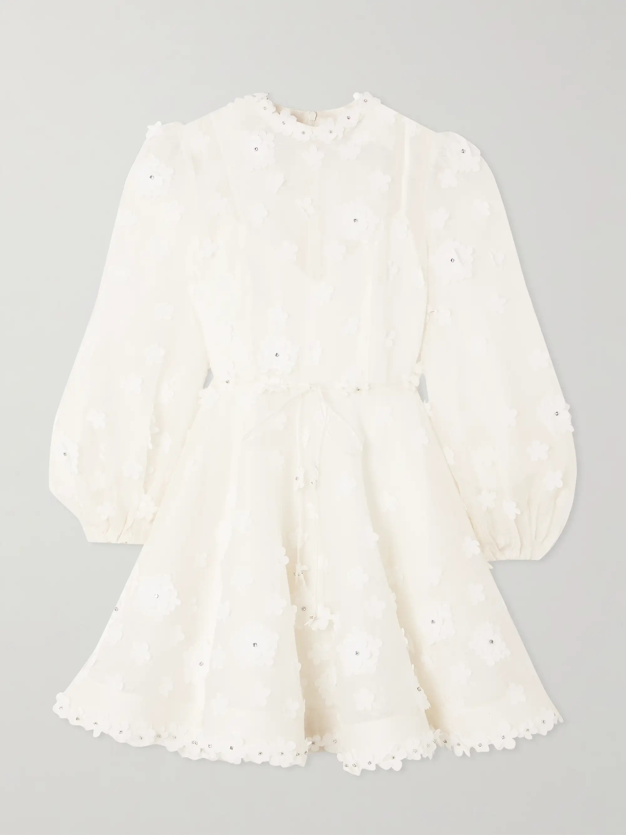 Matchmaker Liftoff embellished appliquéd linen and silk-blend mini dress | NET-A-PORTER (US)