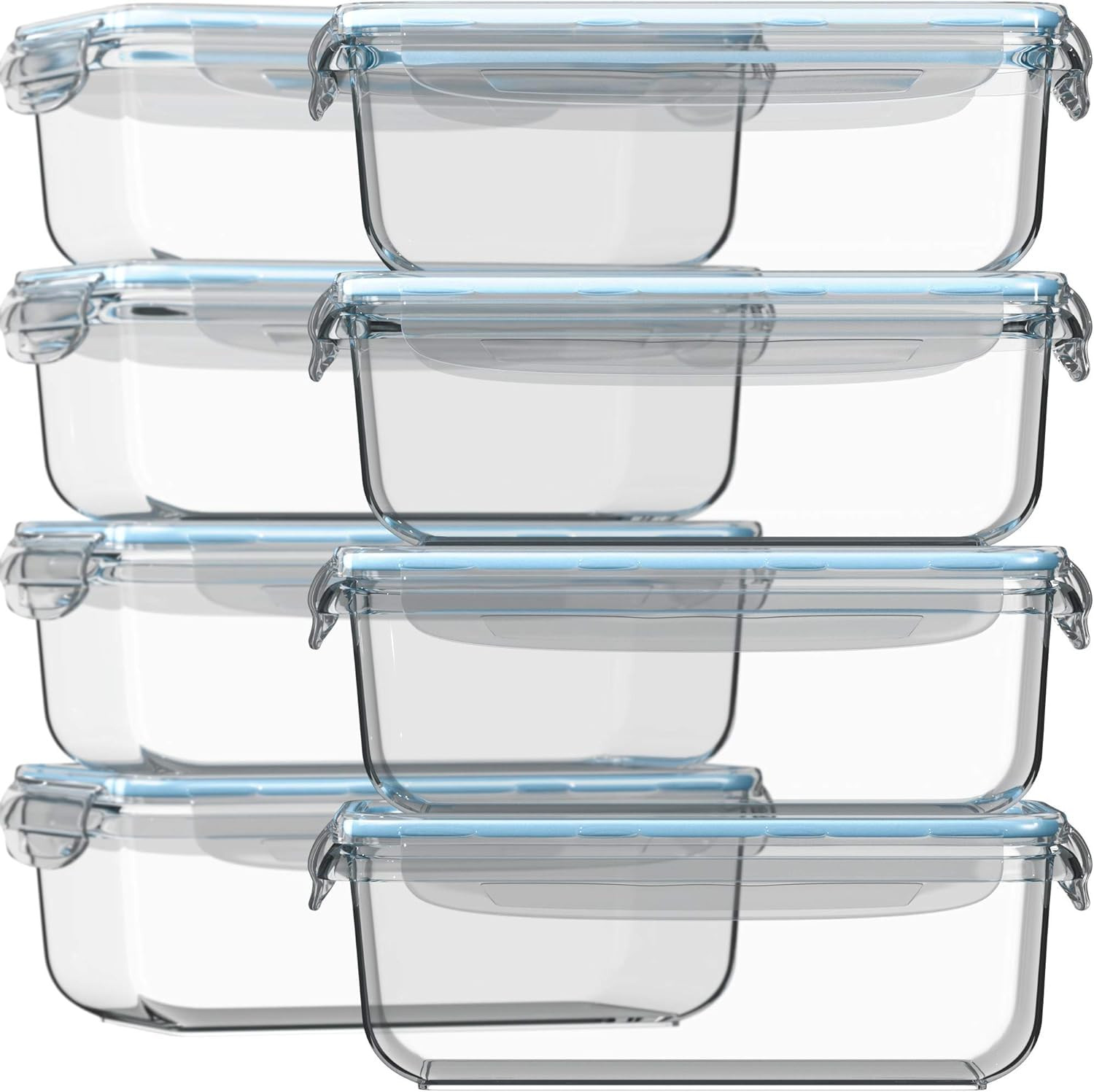 Razab 16 Pc (Set of 8) 30 Oz Glass Food Storage Containers with Lids, Airtight Large Reusable Lea... | Amazon (US)