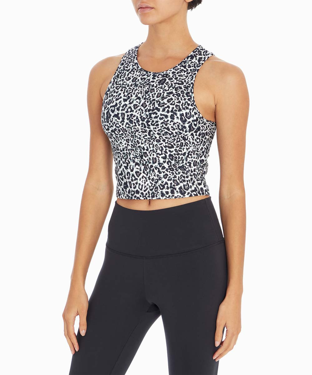 Balance Collection Women's Tube & Crop Tops WHITE - White Retro Mini Leopard Mia Crop Tank - Women | Zulily