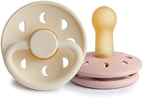 FRIGG Moon Natural Rubber Baby Pacifier | Made in Denmark | BPA-Free (Blush/Cream, 6-18 Months) 2... | Amazon (US)