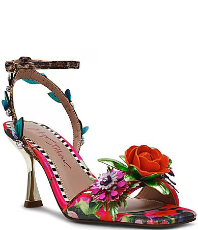 Betsey Johnson Karra Floral Print and Ornament Velvet Dress Sandals - 7.5 | Dillard's