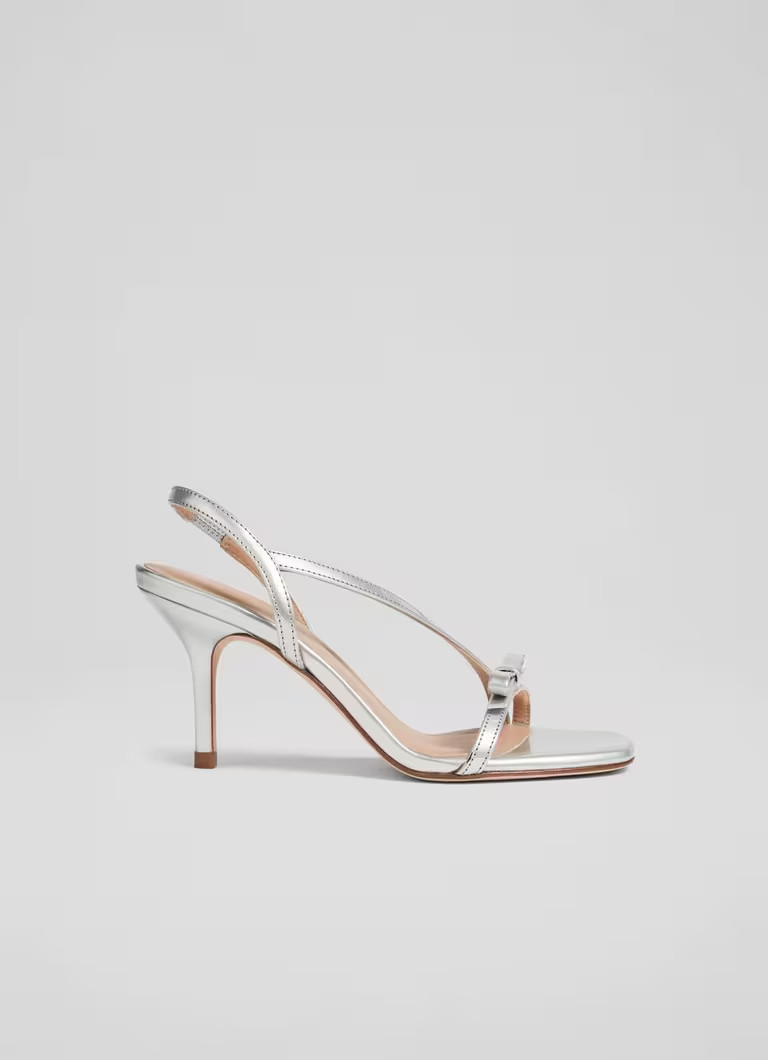Serene Silver Mirror Metallic Strappy Bow Sandals | L.K. Bennett (UK)