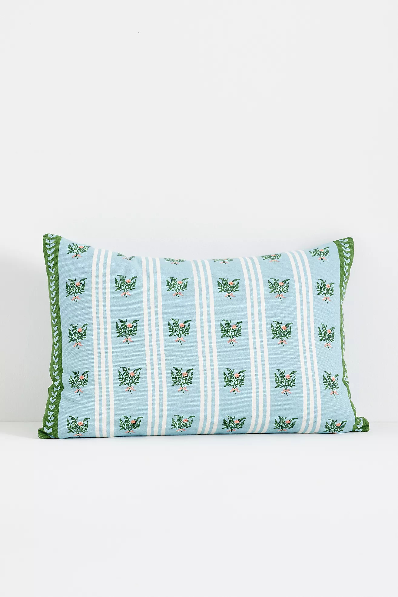 Tess Cotton Screen Printed Floral Striped Pillow | Anthropologie (US)