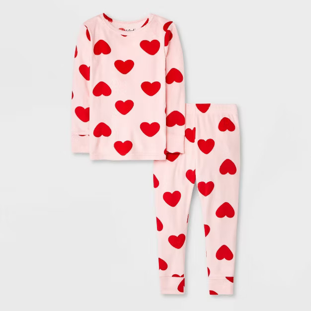 Toddler Girls' 2pc Hearts Pajama Set - Cat & Jack™ Light Pink | Target