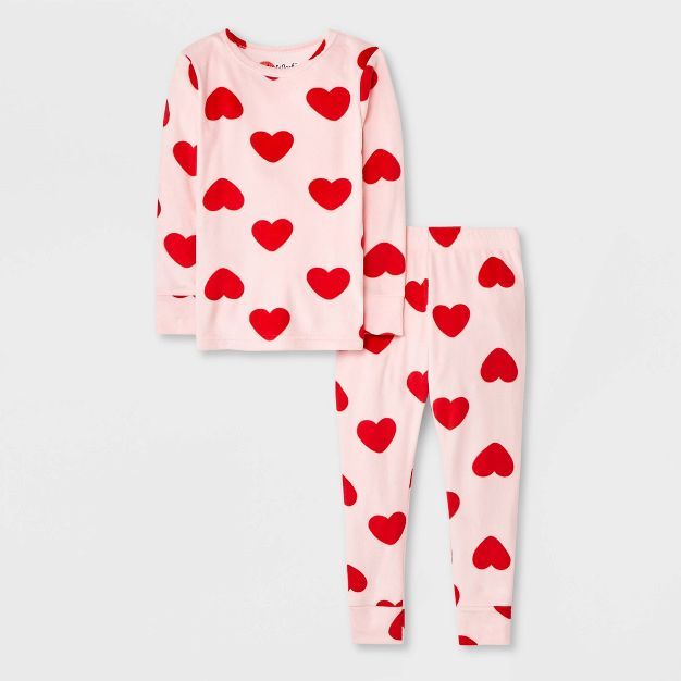 Toddler Girls' 2pc Hearts Pajama Set - Cat & Jack™ Light Pink | Target