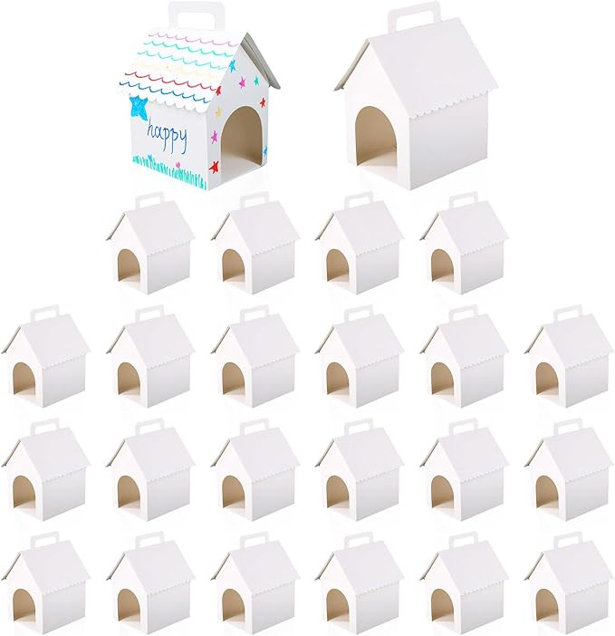 24pcs Large Dog Party Favors Boxes, White DIY Adopt a Puppy House Party Themed Boxes Foldable Dog... | Amazon (CA)
