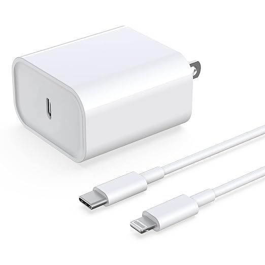 [Apple MFi Certified] iPhone Fast Charger, 20W USB C Power Delivery Wall Charger Plug with 6ft Ty... | Amazon (US)