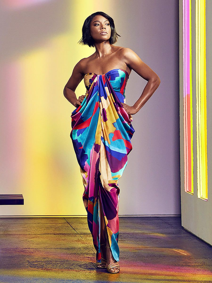 Gabrielle Union Multicolor Strapless Dress Size Medium Spandex/Polyester NY & Co | New York & Company