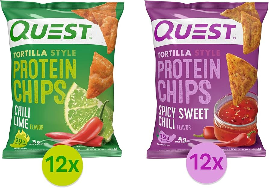 Quest Nutrition Tortilla Style Protein Chips Bundle, Chili Lime & Spicy Sweet Chili, Baked, 1.1 O... | Amazon (US)