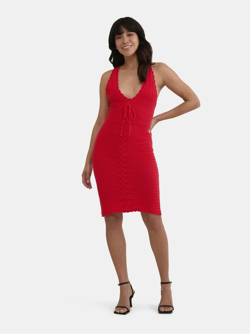 Madden NYC Women's Lace Up Crochet Dress, Sizes XXS-XXL | Walmart (US)