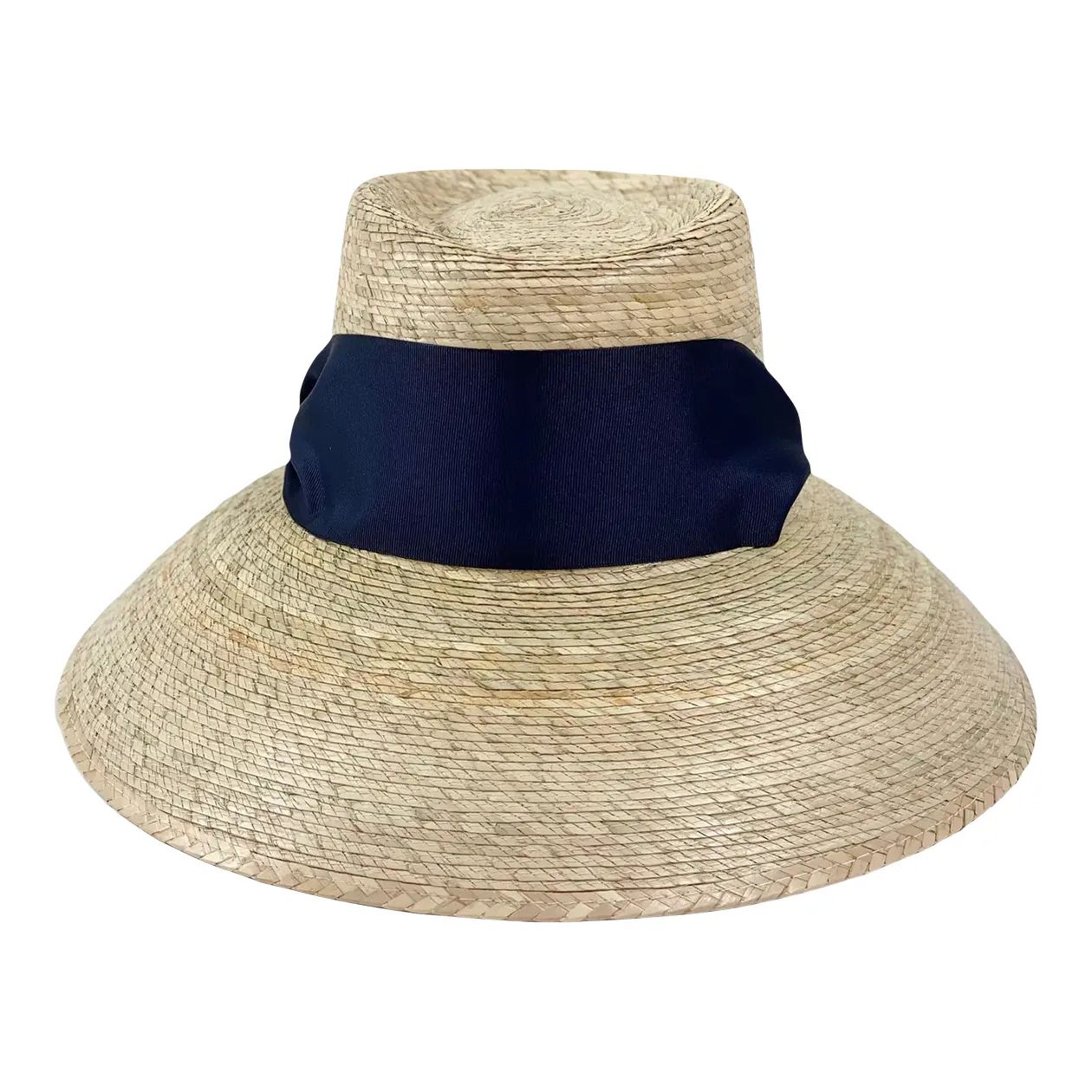 Wildflower Sun Hat with Navy Grosgrain Ribbon | Chairish