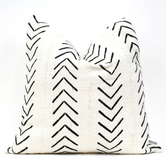 LINED!! Mud Cloth Pillow Cover Handwoven Cream White and Black Arrows | Etsy (CAD)