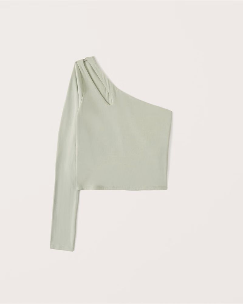 Long-Sleeve One-Shoulder Cutout Top | Abercrombie & Fitch (US)