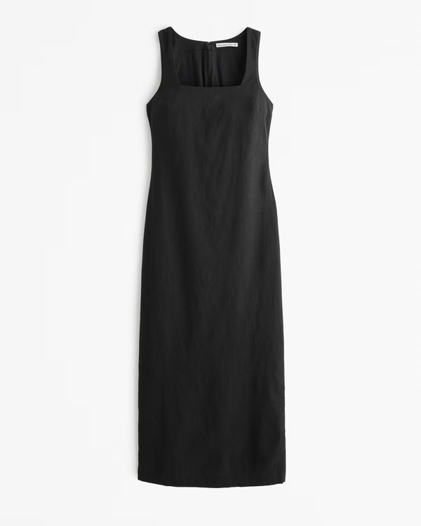 Women's Linen-Blend Shift Maxi Dress | Women's Dresses & Jumpsuits | Abercrombie.com | Abercrombie & Fitch (US)