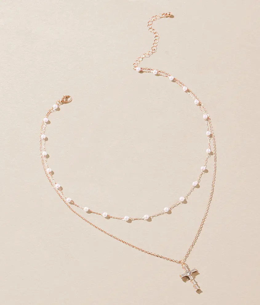 Rhinestone Cross Necklace | Buckle