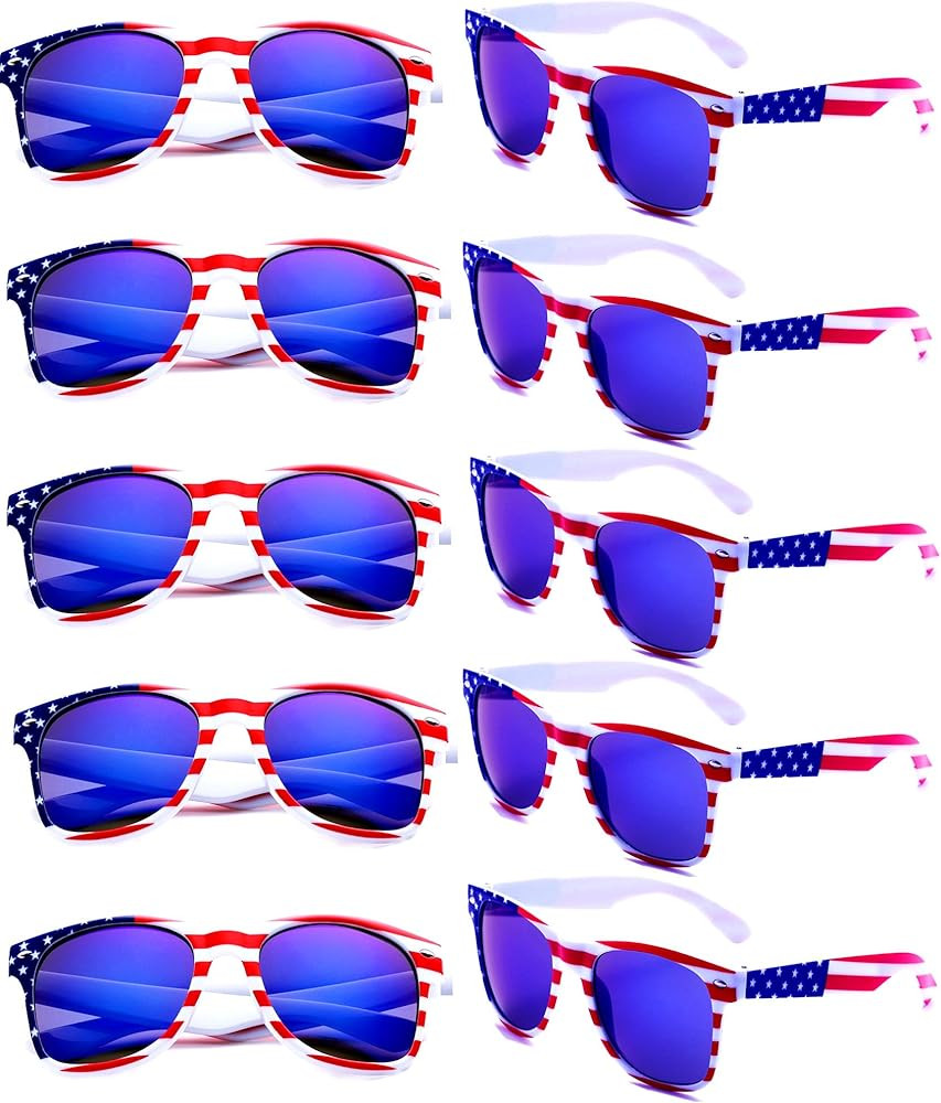 Eyegla Bulk American Sunglasses USA Flag Sunglasses Classic Patriotic Sunglasses 4th of July Part... | Amazon (US)