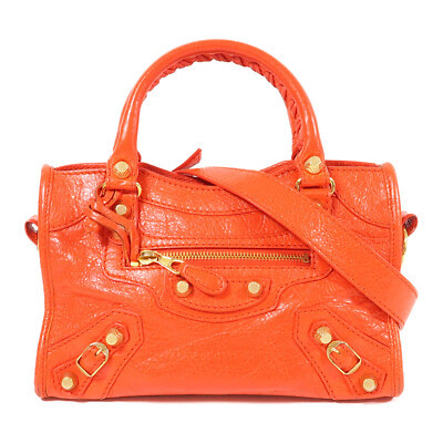 BALENCIAGA GHW Mini City 2 Way Shoulder Bag 309544 Calfskin Leather Red | eBay US