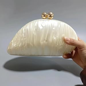 Acrylic Shell Shaped Bag Luxury Marble Clutch Evening Purses for Women Glitter Handbag for Weddin... | Amazon (US)