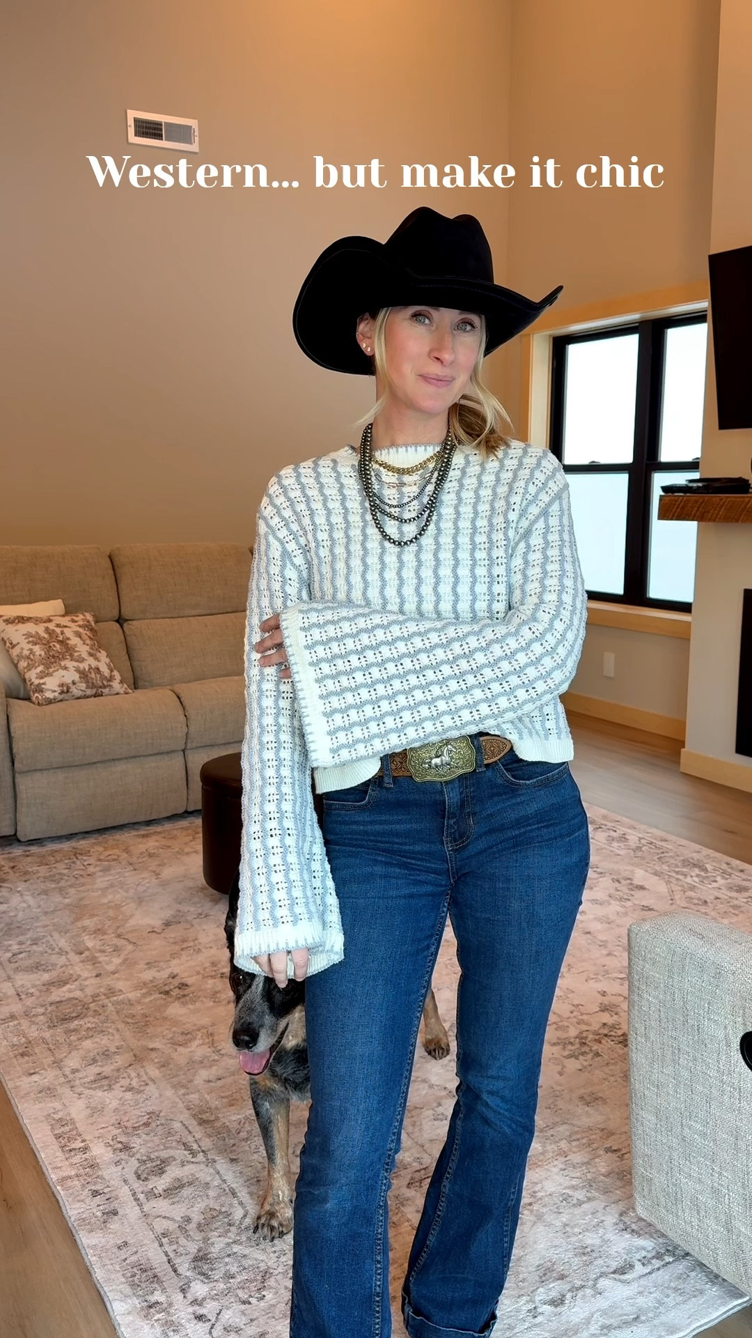Modern Western Outfit | Chic Cowgirl Look with Cowboy Hat, Sweater & Bootcut Jeans

Western but make it modern 🤎 I styled this chic cowgirl look with a textured bell sleeve sweater, bootcut denim, statement buckle belt, layered jewelry + my go-to cowboy hat. It’s the perfect everyday western outfit that feels elevated but still totally wearable — whether you’re heading to a concert, rodeo or just love western style. Everything linked to recreate the look 🤠

#LTKSaleAlert #LTKgrwm #LTKSeasonal