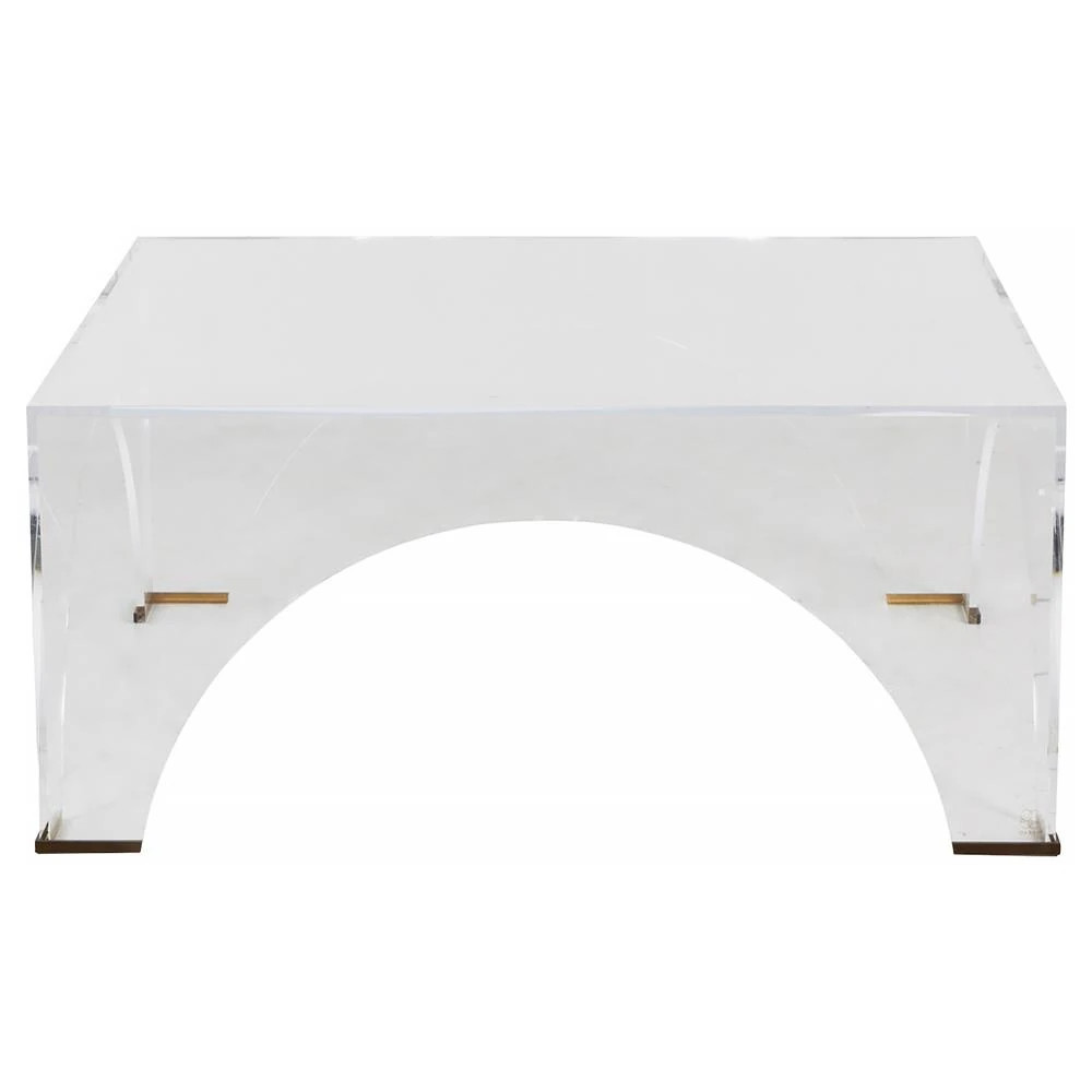 Cindy Hollywood Regency Clear Acrylic Square Coffee Table | Kathy Kuo Home