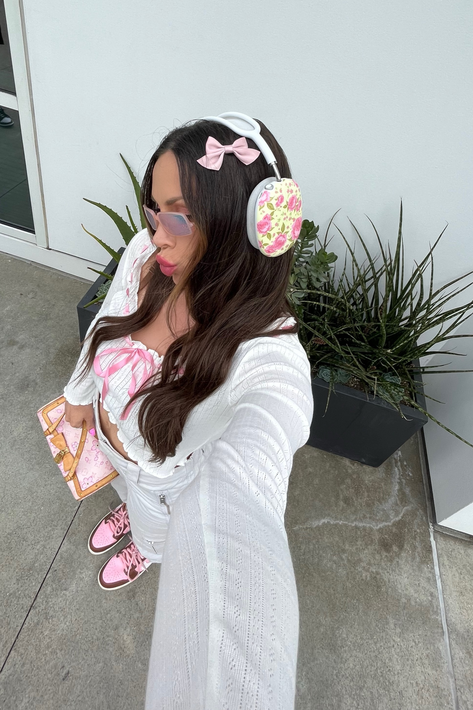 love this fit🎀 

top from dollskill/ sugar thrillz 
• the Something About Her Pointelle Top 

joggers are from artizia

linked similar LV, the murakami cherry blossom is hard to find 

airpod max headphone covers are from wildflower

#LTKU #LTKFind #LTKstyletip
