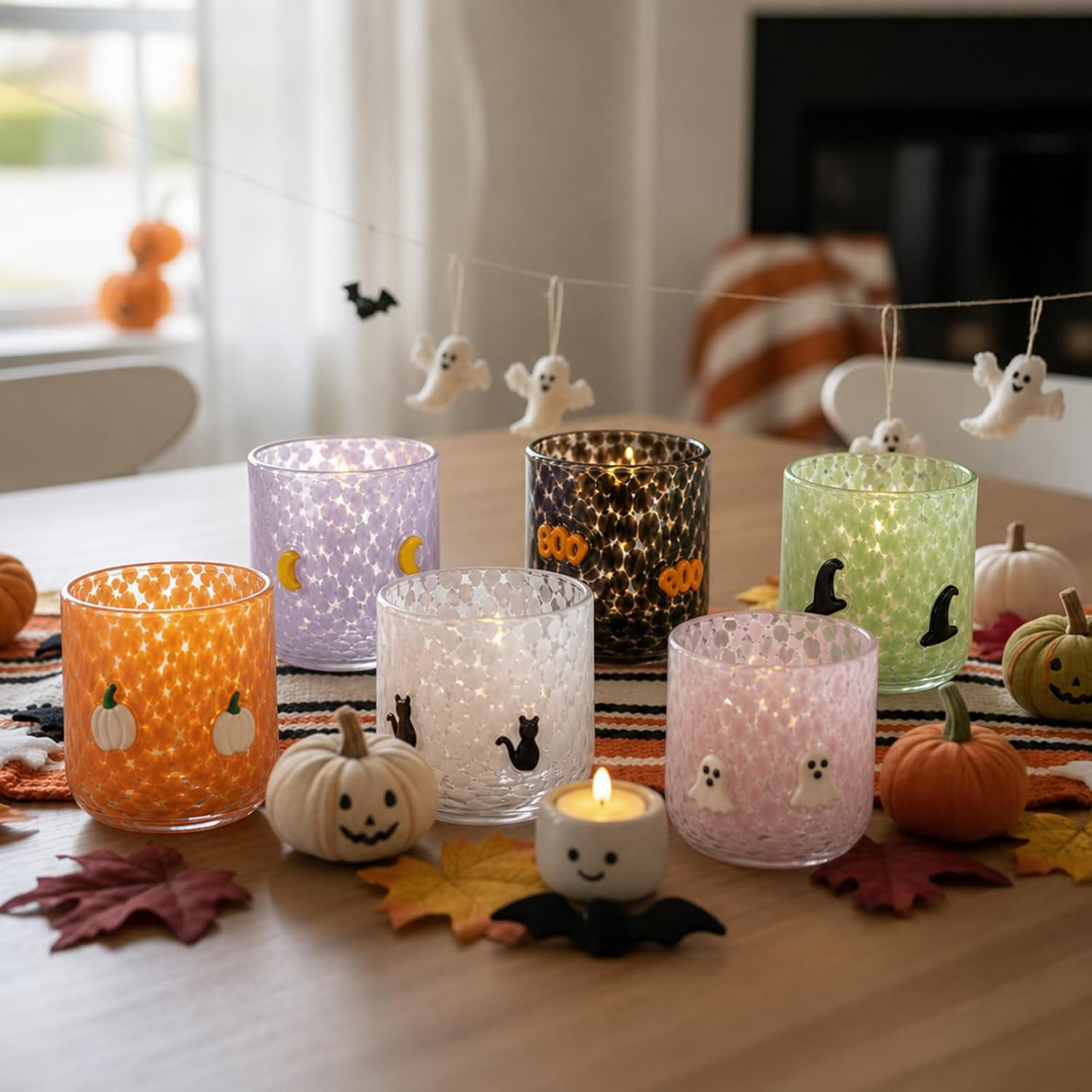 Home Decor inspo, 6 PCS Halloween Icon Juice Glasses, 16oz Icon Stemless Cup Ghost, Witch Hat, Pumpkin, Boo, Cat & Moon, Double Old Fashioned, Hand Blown Drinking Cups, Halloween Party Gift 

 #LTKSeasonal #LTKHome
