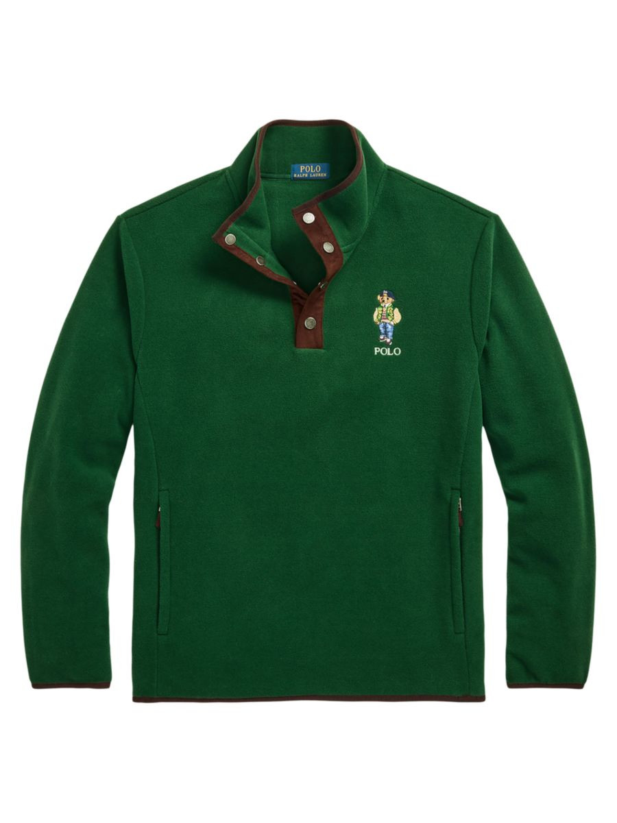 Shop Polo Ralph Lauren Polo Bear Fleece Snap-Button Sweatshirt | Saks Fifth Avenue | Saks Fifth Avenue