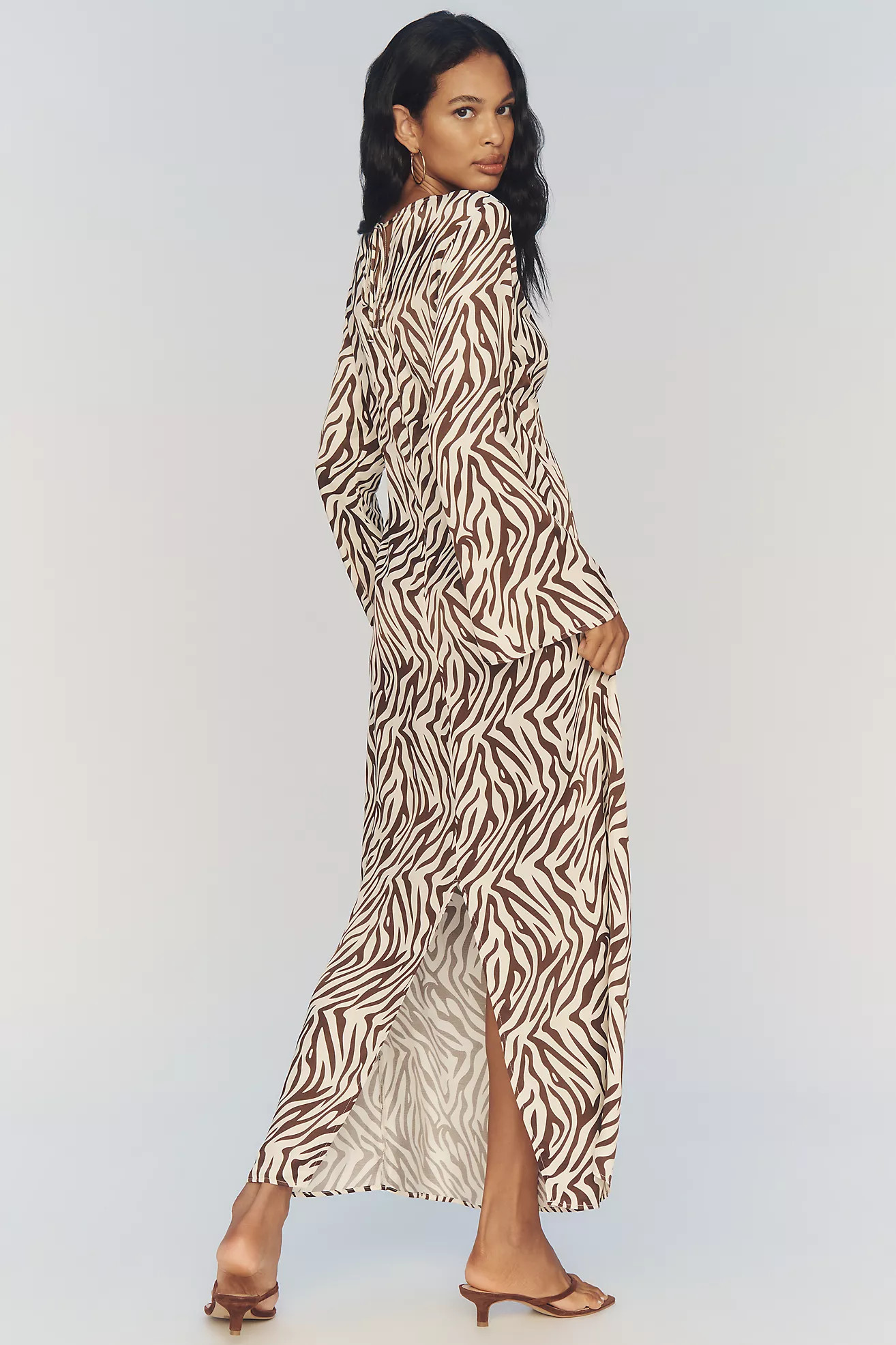 By Anthropologie Long-Sleeve Maxi Slip Dress | Anthropologie (US)