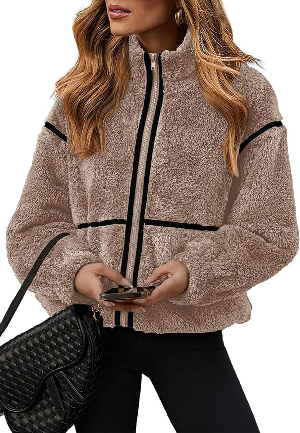 Dokotoo Womens Coat Fleece Zip Jacket Winter Outwear with Pockets | Winter Coats,Lapel Neck,Zippe... | Amazon (US)