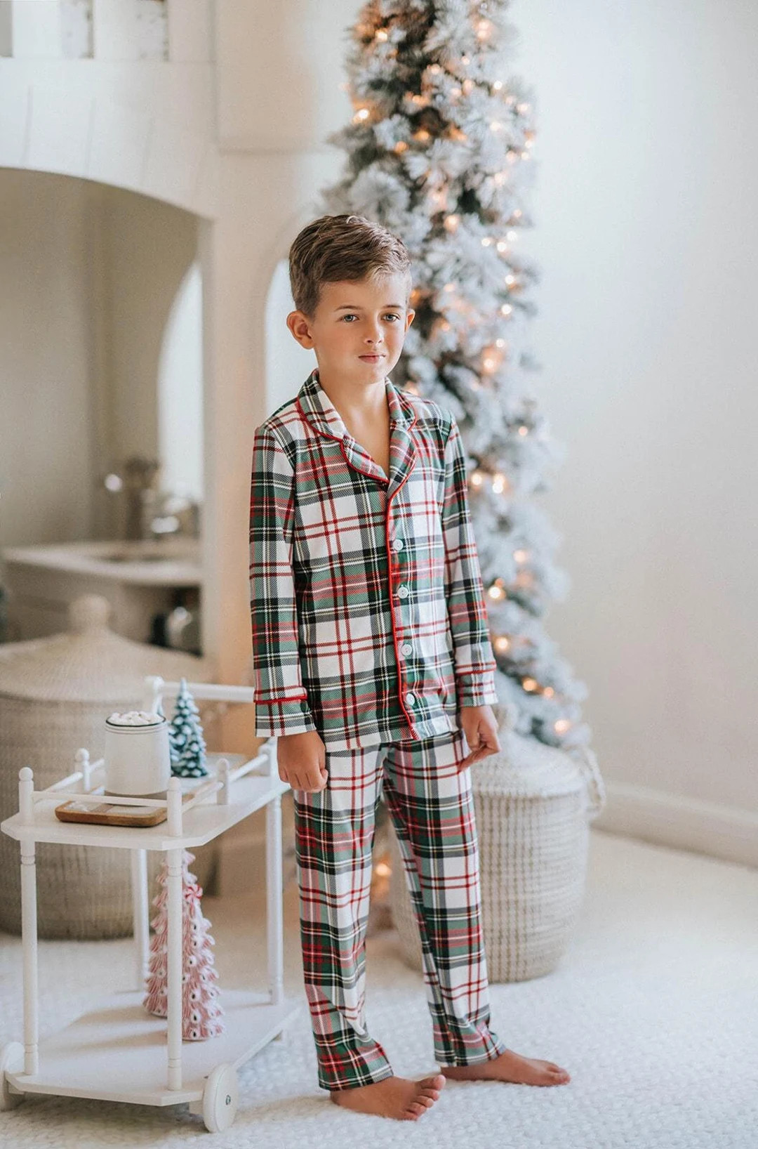 Boys Pajamas,christmas Plaid Pj's,white Tartan,family Matching,breakfast With Santa,polar Express... | Etsy (US)