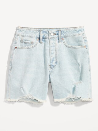 Curvy High-Waisted Button-Fly OG Straight Cut-Off Jean Shorts for Women -- 5-inch inseam | Old Navy (US)