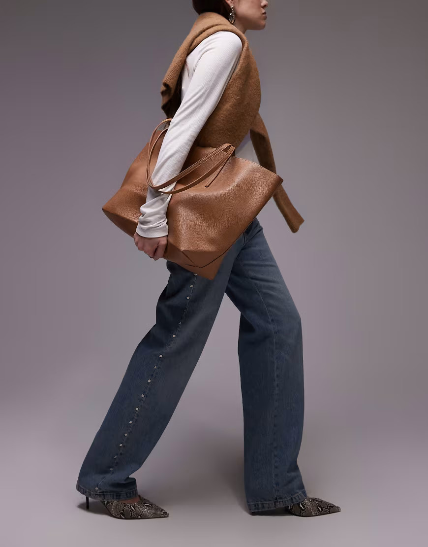 Mango large tote bag in tan-Brown | ASOS (Global)