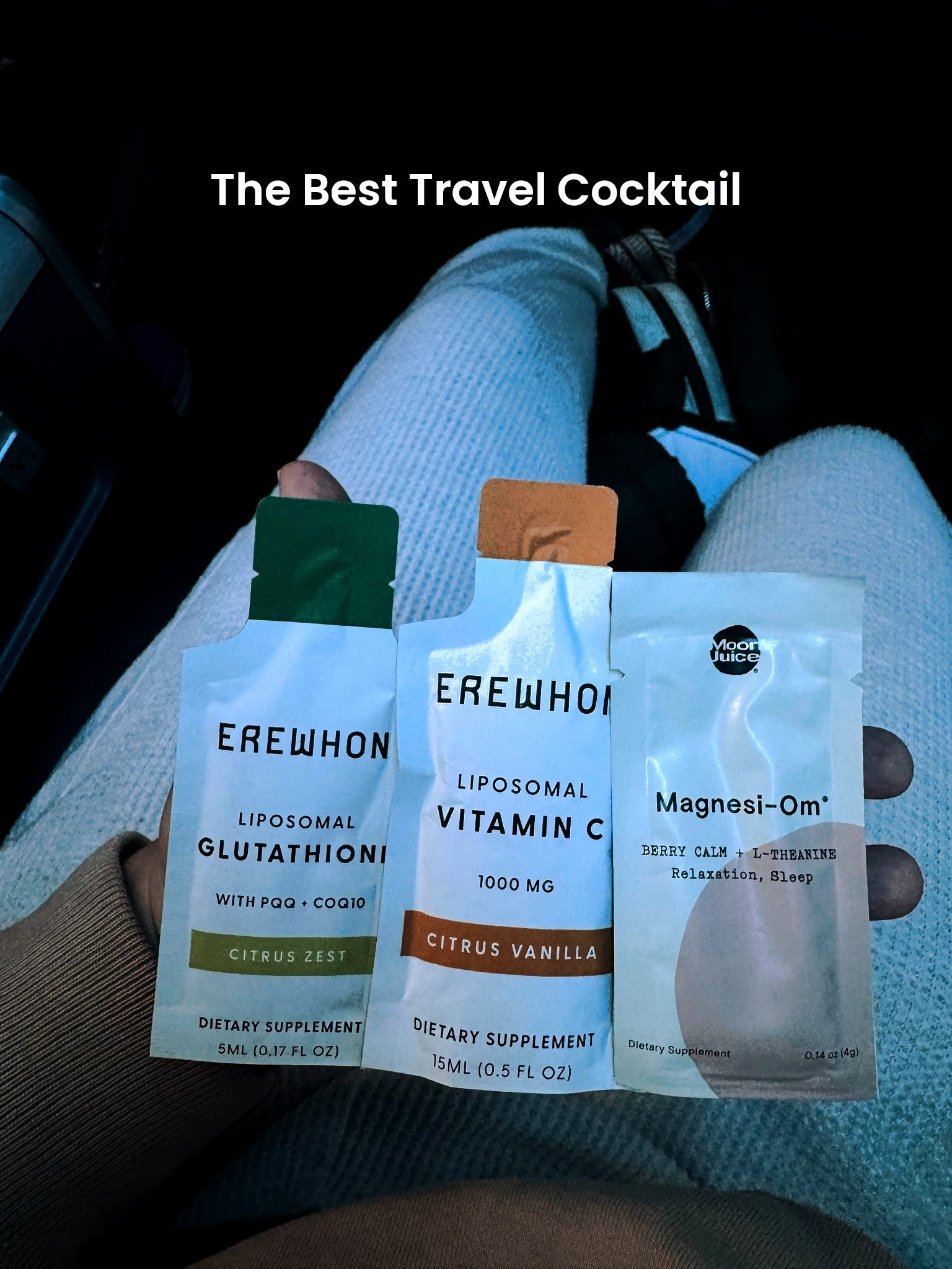 Travel day survival stack ✈️🤍
Glutathione + magnesium + vitamin C are always in my carry-on.

• Glutathione → antioxidant support + helps me feel less inflamed and sluggish after long flights
• Magnesium → supports muscle relaxation, sleep, hydration + helps with travel stress/tension
• Vitamin C → immune support for airports, recycled plane air, and busy travel days

When I travel, my goals are: less puffiness, better recovery, more energy, and arriving feeling human 😂

Not medical advice — just what helps me feel my best while living out of airports lately ✈️

#LTKdayinmylife #LTKselfcare #LTKTravel
