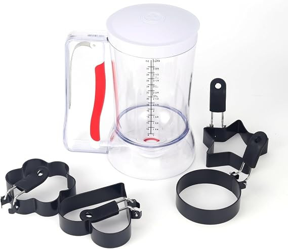 Pancake Batter Dispenser with Squeeze Handle for Precise Portion Control, Clear Measuring 4 Cup B... | Amazon (US)
