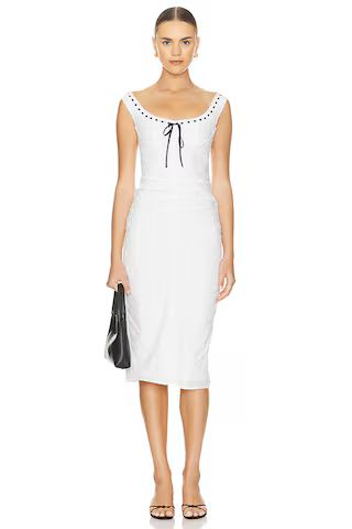 MAJORELLE Carmen Midi Dress in White from Revolve.com | Revolve Clothing (Global)