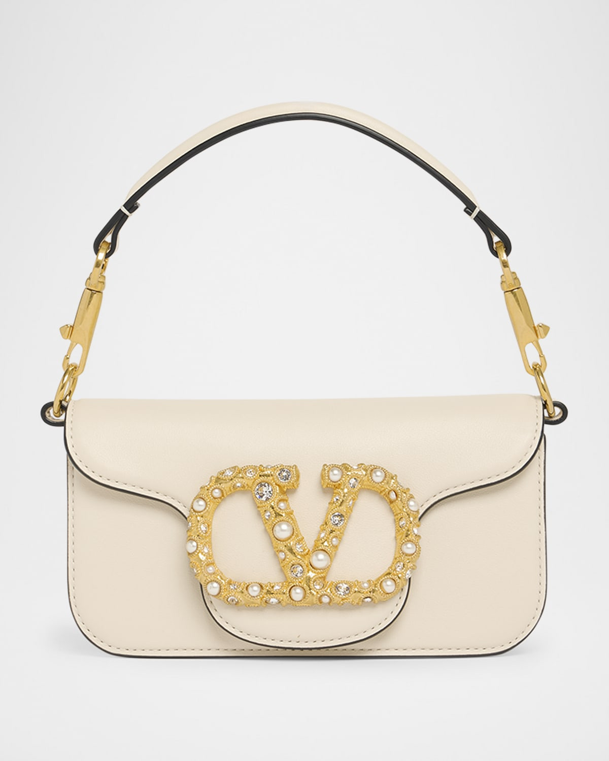 Loco Studded VLOGO Small Leather Shoulder Bag | Neiman Marcus