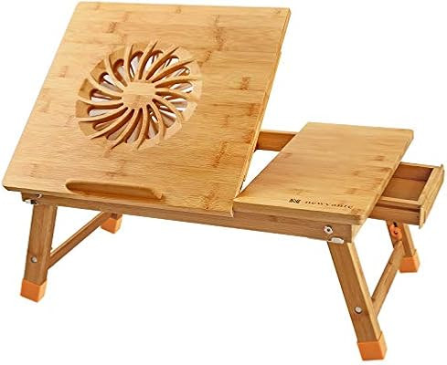 Nnewvante Laptop Desk Adjustable Laptop Desk Table 100% Bamboo with USB Fan Foldable Breakfast Se... | Amazon (US)