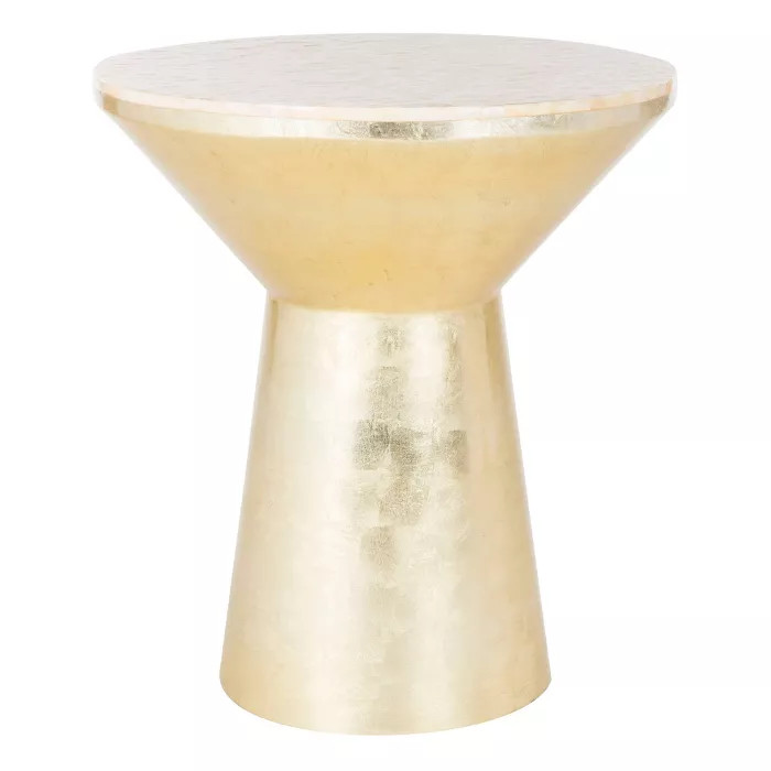 Fae Mosaic Top Round Side Table Pink Champagne/Gold - Safavieh | Target