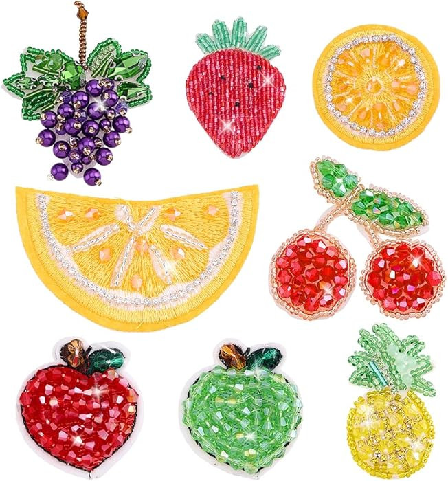 PH PandaHall 8 Styles Embroidery Fruit Patch 8PCS Pineapple Beaded Sew on Patches Lemon Cherry Ap... | Amazon (CA)