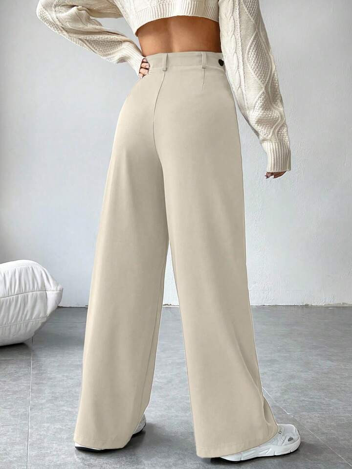 SHEIN EZwear High Waist Wide Leg Suit Pants | SHEIN
